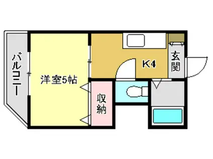 ピュア桟橋通(1K/2階)の間取り写真