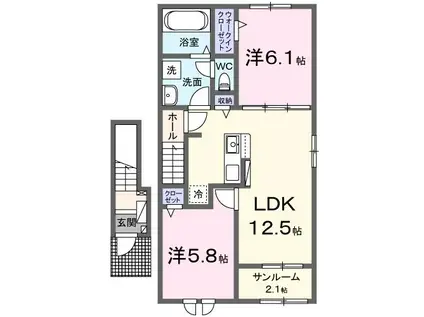アトール III(2LDK/2階)の間取り写真