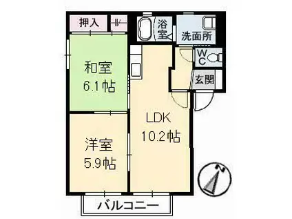 シャーメゾン K 五番館(2LDK/2階)の間取り写真