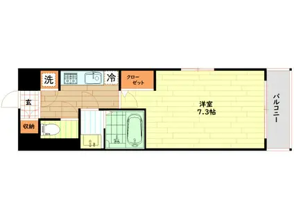 レジュールアッシュ福島CUEZ(1K/2階)の間取り写真