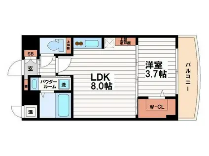 セレニテ谷町CALME(1LDK/3階)の間取り写真