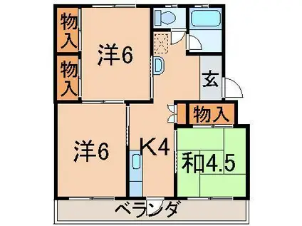 第2大森ハイツ(3K/1階)の間取り写真