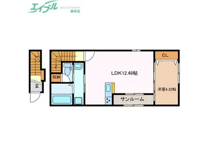 LEBOIS桑名 II(1LDK/2階)の間取り写真