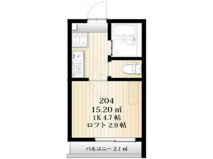 AZESTRENT国分寺204(1K/2階)の間取り写真