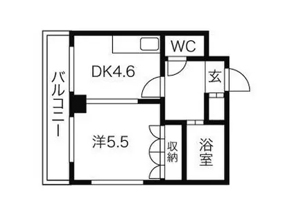 プレサント北35条(1DK/3階)の間取り写真