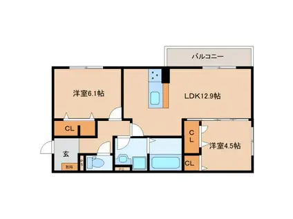 JR関西本線 奈良駅 徒歩12分 3階建 新築(2LDK/1階)の間取り写真