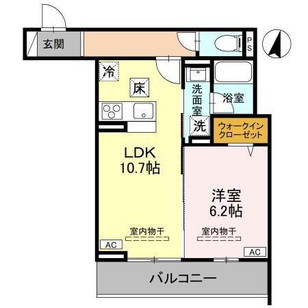 TORISIAS ゆいの杜6丁目 C棟(1LDK/1階)の間取り写真