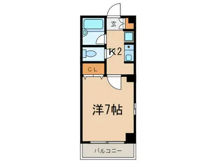 チェリー自由が丘(1K/1階)の間取り写真