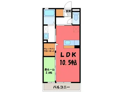 カリンビュー太田(1LDK/3階)の間取り写真