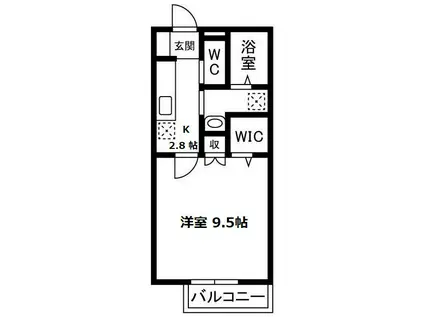 グリーンフィールドB(1K/1階)の間取り写真