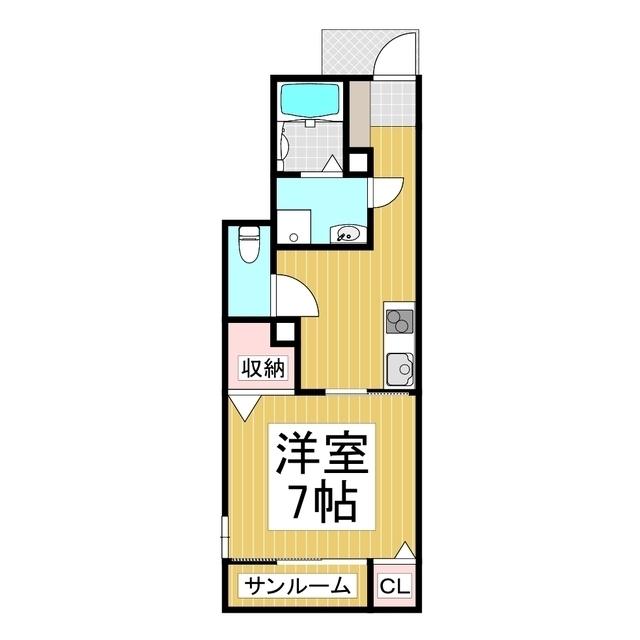 千曲シモンド(1K/1階)の間取り写真