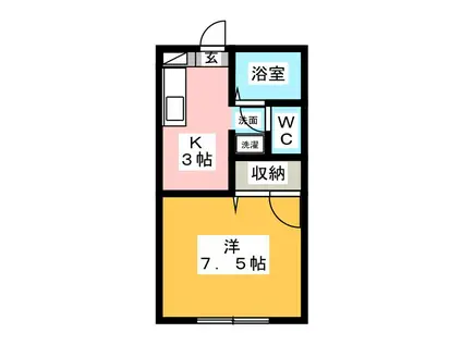 サーティンガーデンD(1K/1階)の間取り写真