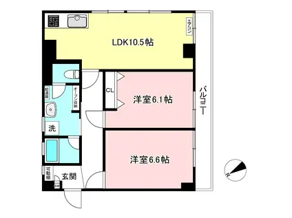 東カン横浜パークサイド(2LDK/10階)の間取り写真