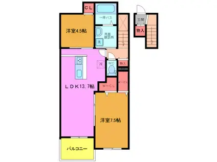 グランメール(2LDK/2階)の間取り写真