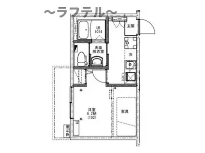 KEIAI RESIDENCE 西所沢IIL 南西(1K/1階)の間取り写真