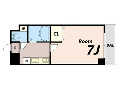 ウイット南塚口(1K/2階)の間取り写真