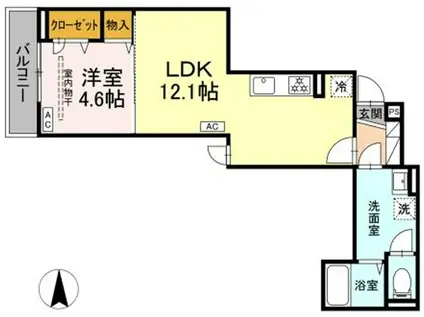 D PAINA 中野島II(1LDK/2階)の間取り写真