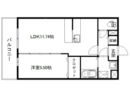 グランソレイユ(1LDK/3階)の間取り写真