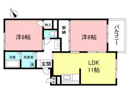 ロジュマンF・K(2LDK/2階)の間取り写真