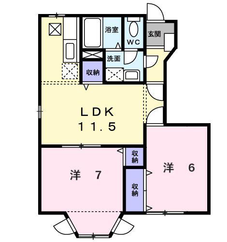 エスペランスII(2LDK/1階)の間取り写真