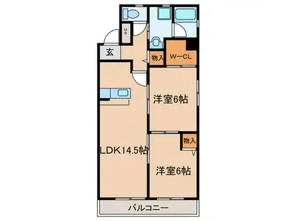 ガウディオグリ(2LDK/3階)の間取り写真