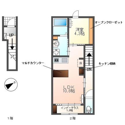 サンフェリーチェS(1LDK/2階)の間取り写真