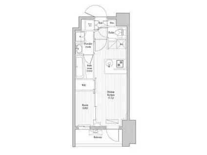 アジールコート蒲田(1DK/2階)の間取り写真