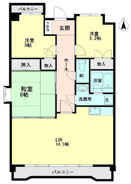 ラオプス今本(3LDK/3階)の間取り写真