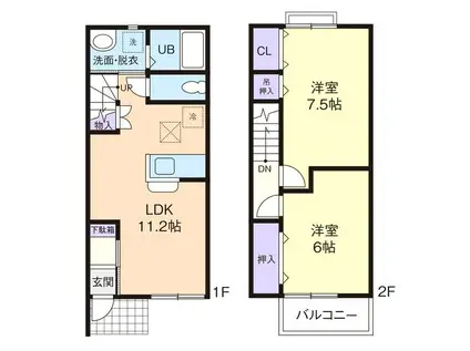 EXCE BLOOMIII(2LDK/1階)の間取り写真