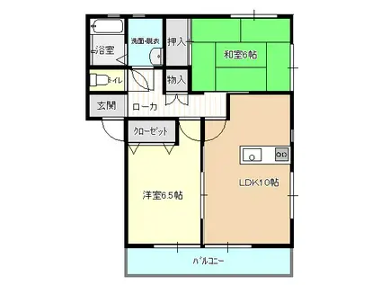 ドリームハイム(2LDK/2階)の間取り写真