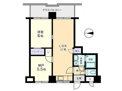 信開トピア西開発(2LDK/5階)の間取り写真