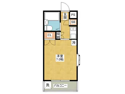 フラワーヒルズ(ワンルーム/2階)の間取り写真