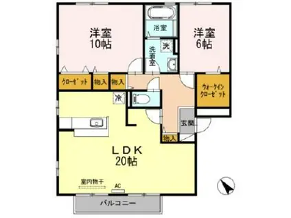 リビングタウン福山東A棟(2LDK/3階)の間取り写真