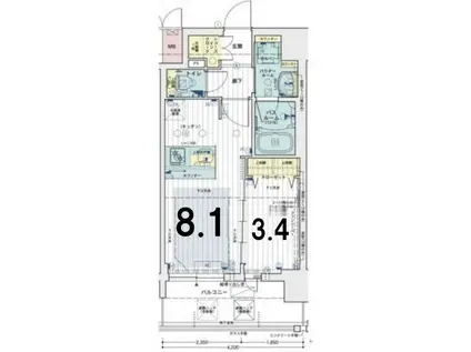 エステムコート梅田・天神橋IVステーションフロント(1DK/6階)の間取り写真