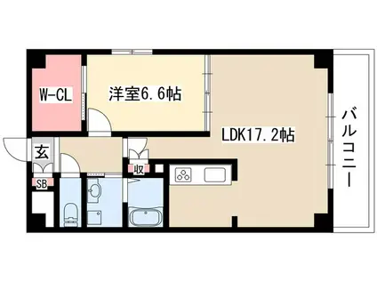 LA CASA ALBA(1LDK/2階)の間取り写真