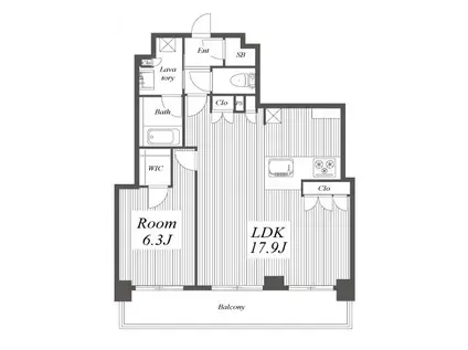 ザ・パークハウス久屋大通ローレルタワー(1LDK/4階)の間取り写真
