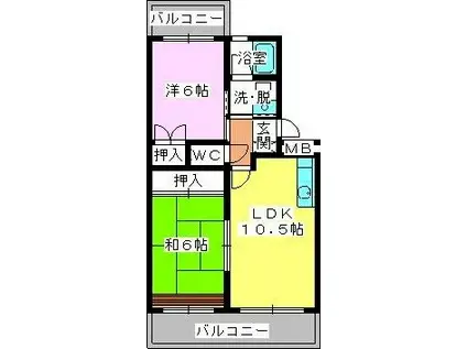 エクセレント古田(2LDK/3階)の間取り写真