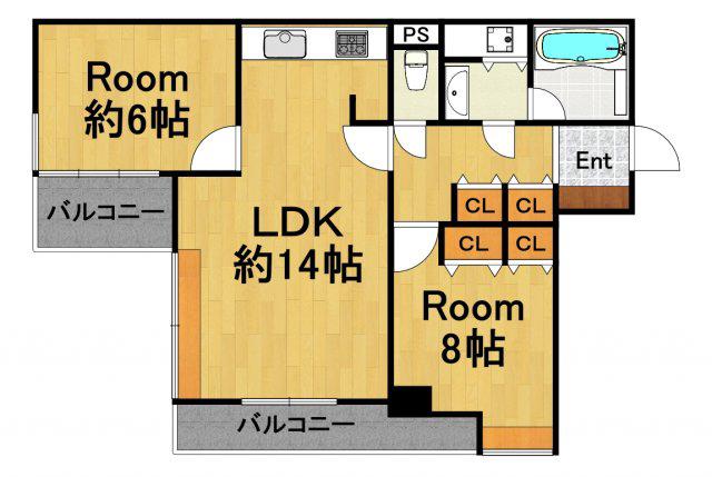フォルム夙川37(2LDK/3階)の間取り写真