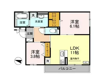 エクセレント曙川東(2LDK/3階)の間取り写真