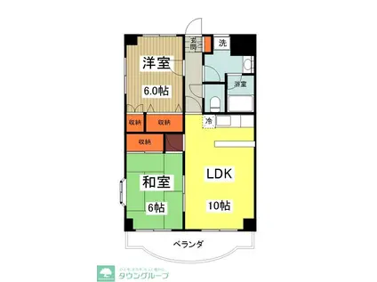 エスパスハマノ(2LDK/5階)の間取り写真