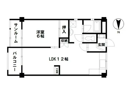 ふすいハイム(1LDK/1階)の間取り写真