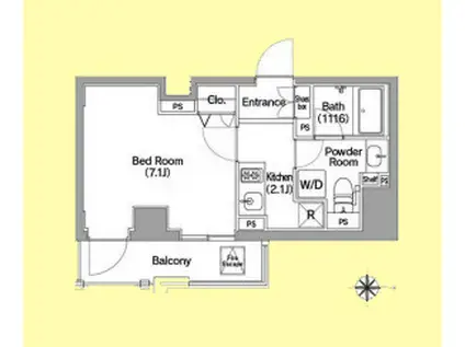 コンフォリア馬込(1K/6階)の間取り写真