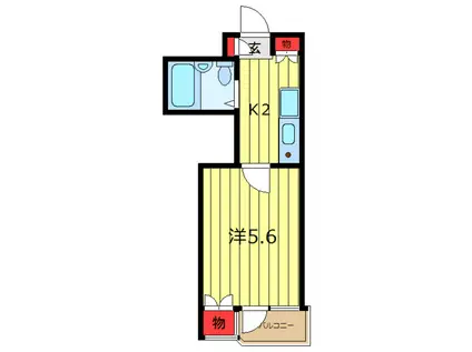 JR山手線 日暮里駅 徒歩8分 7階建 築34年(1K/4階)の間取り写真