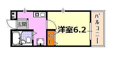 ルモンド元町(1K/2階)の間取り写真
