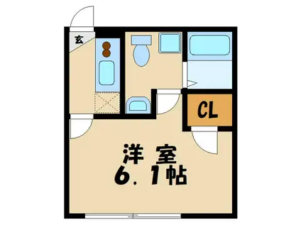 本厚木レジデンス(1K/1階)の間取り写真