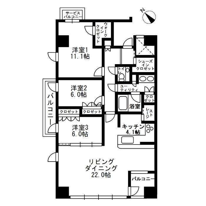 アーバンパーク代官山II(3LDK/5階)の間取り写真
