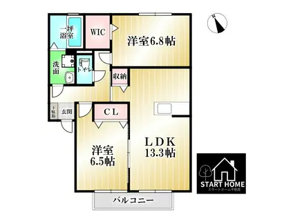 セジュール マホロ A棟(2LDK/1階)の間取り写真