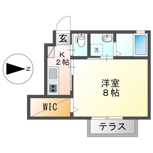 HイーストN(1K/1階)の間取り写真