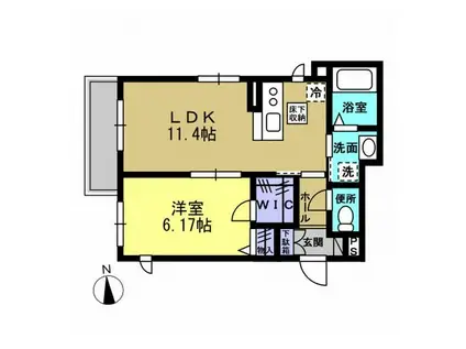 エクラージュ N(1LDK/1階)の間取り写真