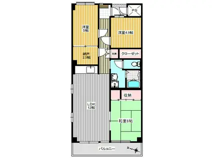 東十条サンハイツ(3SLDK/7階)の間取り写真